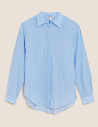 Marks & Spencer + Silk Blend Collared Long Sleeve Shirt