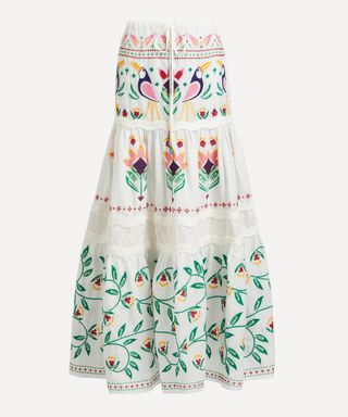 Farm Rio + Summer Garden Embroidered Maxi-Skirt