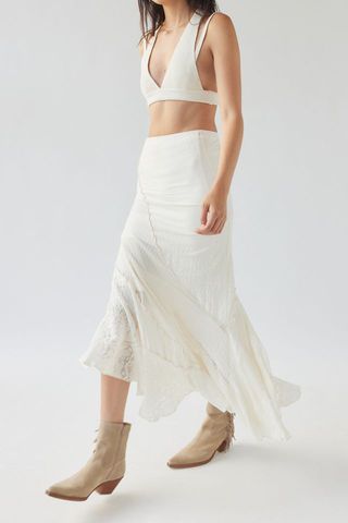 Urban Outfitters + Ellie Bandeau Cropped Top and Spliced Midi Skirt Set