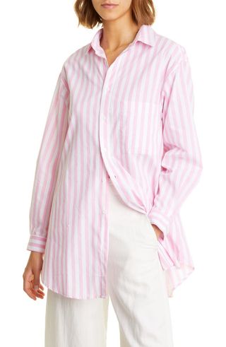 Blanca + Fabienne Oversize Stripe Button-Up Shirt