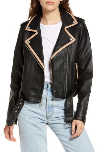 Levi's + Contrast Trim Faux Leather Moto Jacket