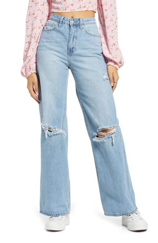 Bp + Ripped Nonstretch Wide Leg Jeans