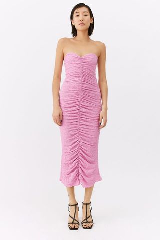 Urban Outfitters + Nadia Ruched Strapless Midi Dress