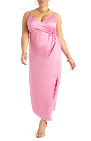 Eloquii + Satin Faux Wrap Dress