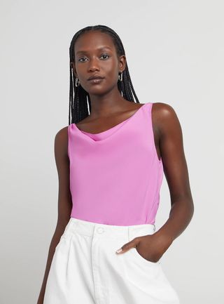 Who What Wear Collection + Kenzie Washed Silk-Blend Tank
