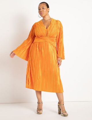 Eloquii + Plisse Dress With Twist Detail