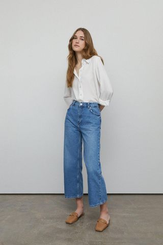 Warehouse + 54s Denim Authentic Wide Leg Cropped Jean