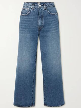 Totême + Cropped Organic High-Rise Wide-Leg Jeans