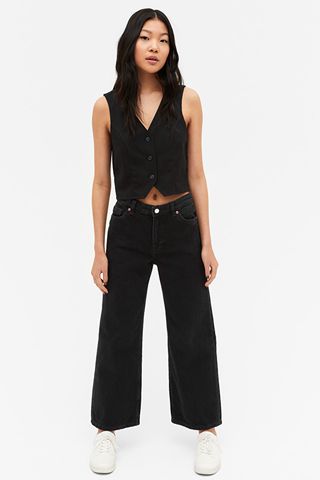 Monki + Yoko Cropped Jeans in Black