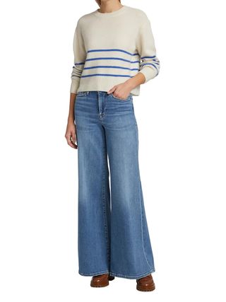 Frame + Le Palazzo Flare-Leg Jeans in Blue Fade