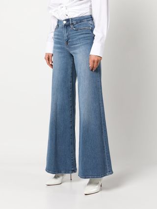 Frame + Palazzo Wide Leg Jeans in Medium Blue