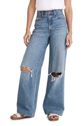 Madewell + Ripped High Waist Superwide Leg Jeans