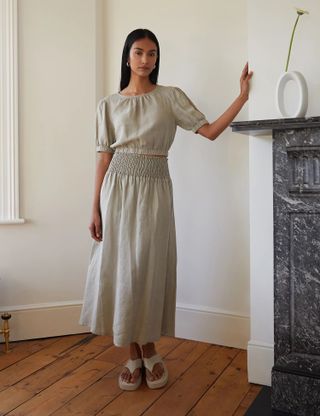 Albaray + Pure Linen Maxi A-Line Skirt