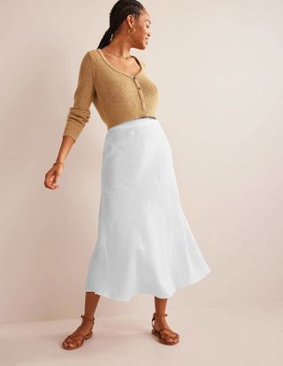 Boden + Bias Linen Midi Skirt