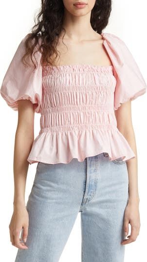 Astr the Label + Bubble Sleeve Smocked Blouse