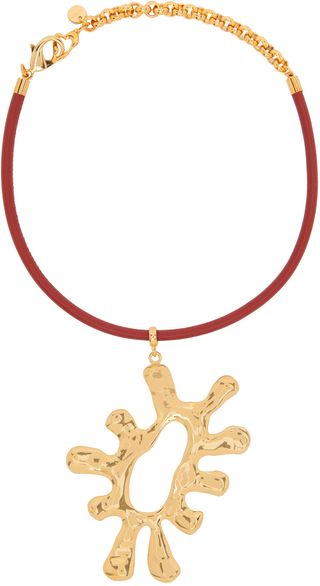 Jacquemus + Red & Gold Leather 'Le Collier Sol' Necklace