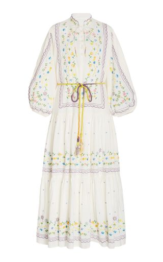 Alémais + Juniper Embroidered Organic Cotton Midi Dress