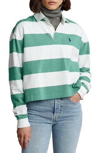 Polo Ralph Lauren + Stripe Crop Cotton Rugby Shirt