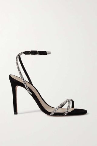 Porte & Paire + Crystal-Embellished Suede Sandals