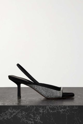 Neous + Kamui Crystal-Embellished Leather Slingback Sandals