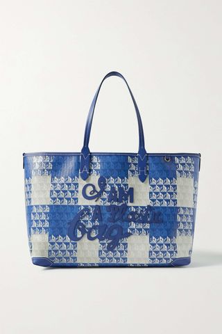 Anya Hindmarch + I Am a Plastic Bag Small Leather-Trimmed Printed Coated-Canvas Tote