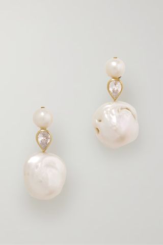 Completedworks + Gold-Plated, Crystal and Pearl Earrings