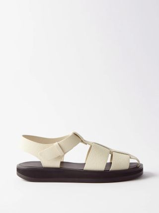 The Row + Grained-Leather Fisherman Sandals