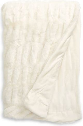 Nordstrom + Ruched Faux Fur Throw Blanket