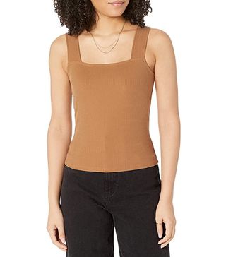The Drop + Jody Square Neck Cropped Fitted Rib Knit Tank Top