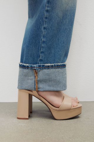 Zara + Platform Heeled Leather Sandals