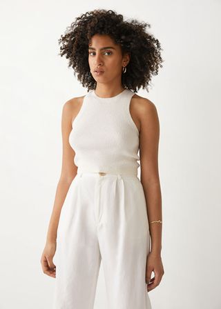 & Other Stories + Knitted Silk Blend Cropped Tank Top