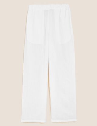 Marks & Spencer + Pure Cotton Wide Leg Trousers