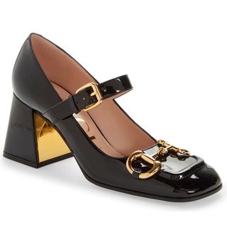 Gucci + Horsebit Patent Leather Mary Jane Pump