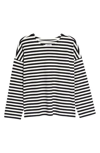 Nordstrom + Stripe Long Sleeve Stretch Cotton T-Shirt
