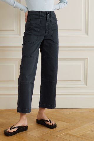 Frame + Paneled Cotton-Blend Straight-Leg Pants