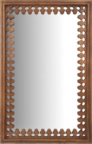 Creative Co-op + Rectangle Carved Wood Framed Wall Mirror