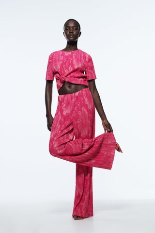 Zara + Jacquard Pleated Top