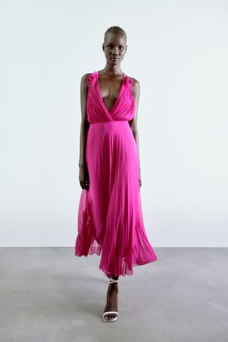Zara + Pleated Slip Dress