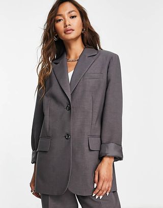 ASOS Design + Menswear-Inspired Suit Blazer in Charcoal