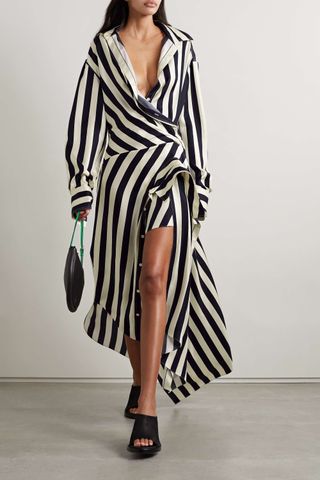 Monse + Cascade Striped Silk-Twill Midi Shirt Dress