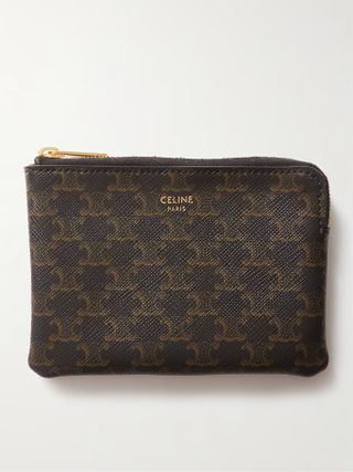 Celine + Triomphe Logo-Print Coated-Canvas Pouch