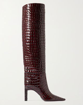 The Attico + Vitto Croc-Effect Glossed-Leather Knee Boots