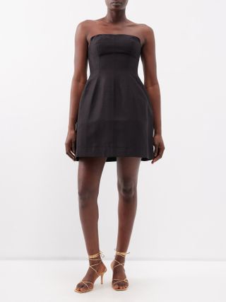 Aje + Baret Strapless Linen-Blend Mini Dress