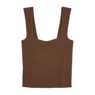 Vince + Brown Ribbed-Knit Tank