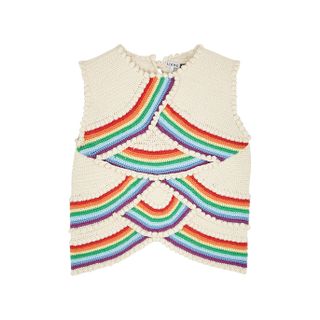 Loewe X Paula's Ibiza + Cream Striped Crochet-Knit Top