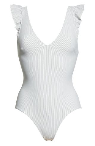 & Other Stories + Frill Stripe One-Piece Swimsuit