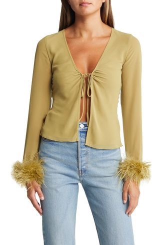 House of Cb + Claudia Feather Trim Blouse