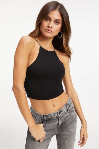 Good American + Good Touch '90s Crop Tank in Black001