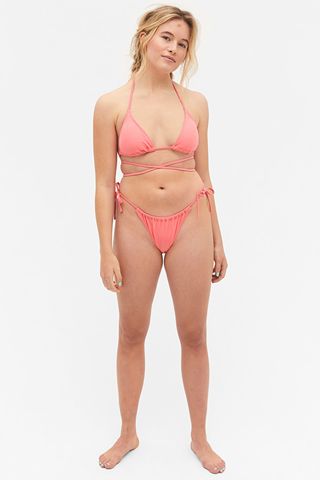 Monki + Padded Pink Triangle Bikini Top