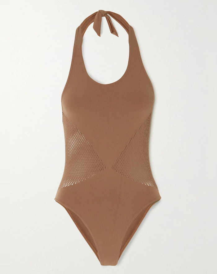Alaïa + Vienne Mesh-Paneled Halterneck Swimsuit